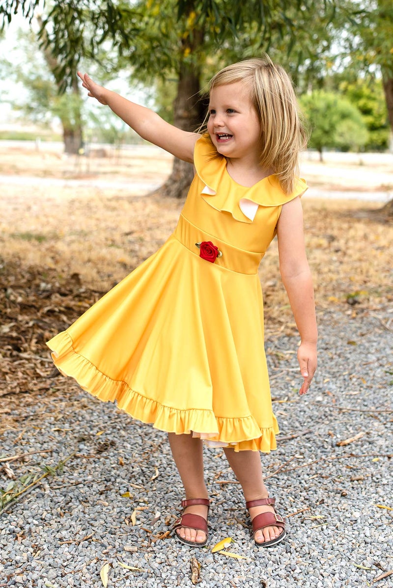 Little Adventures Yellow Beauty Princess Twirl Dress (Large Size 8) - Machine Washable Child Pretend Play and Party Dress with No Glitter - Image 3